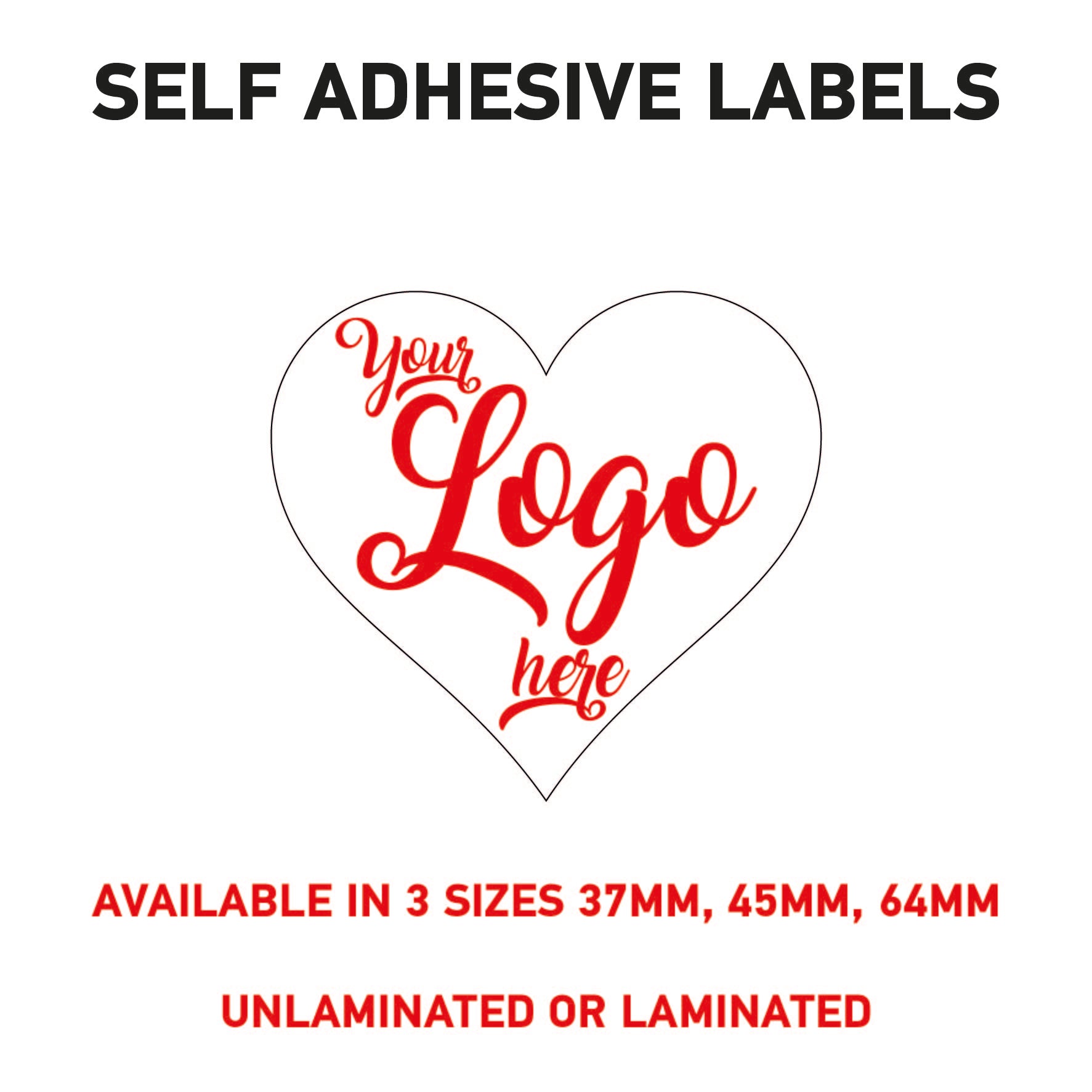 LOGO Printed Heart Stickers, Personalised Stickers - Company Name Labels Flower