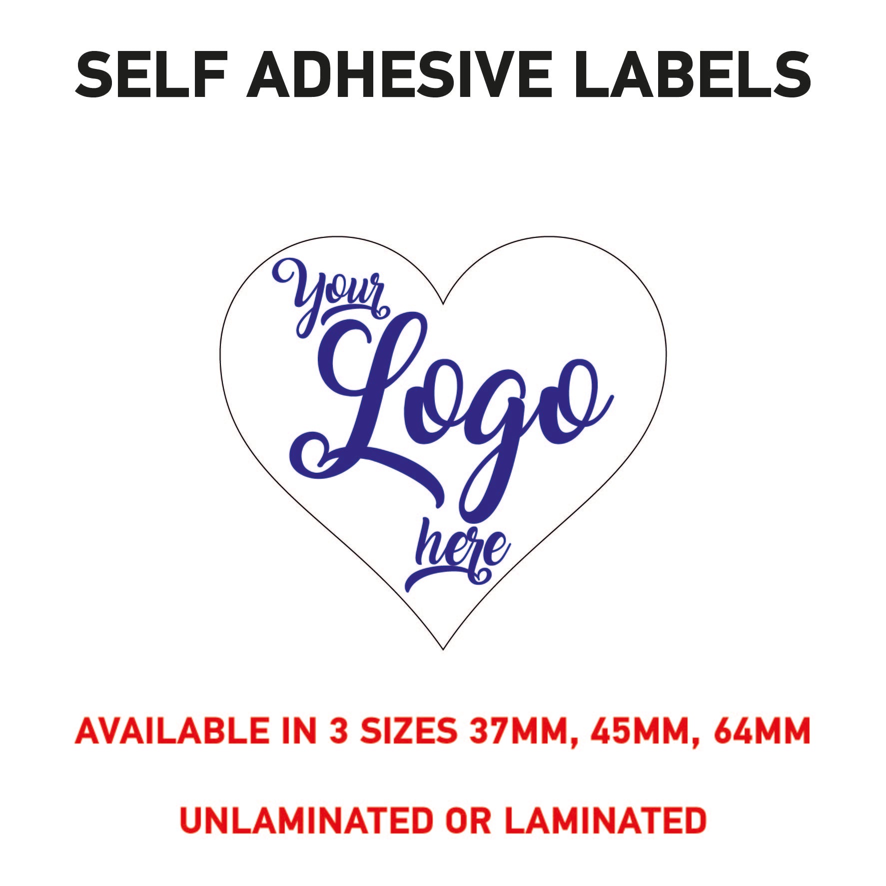 LOGO Printed Heart Stickers, Personalised Stickers - Company Name Labels Flower