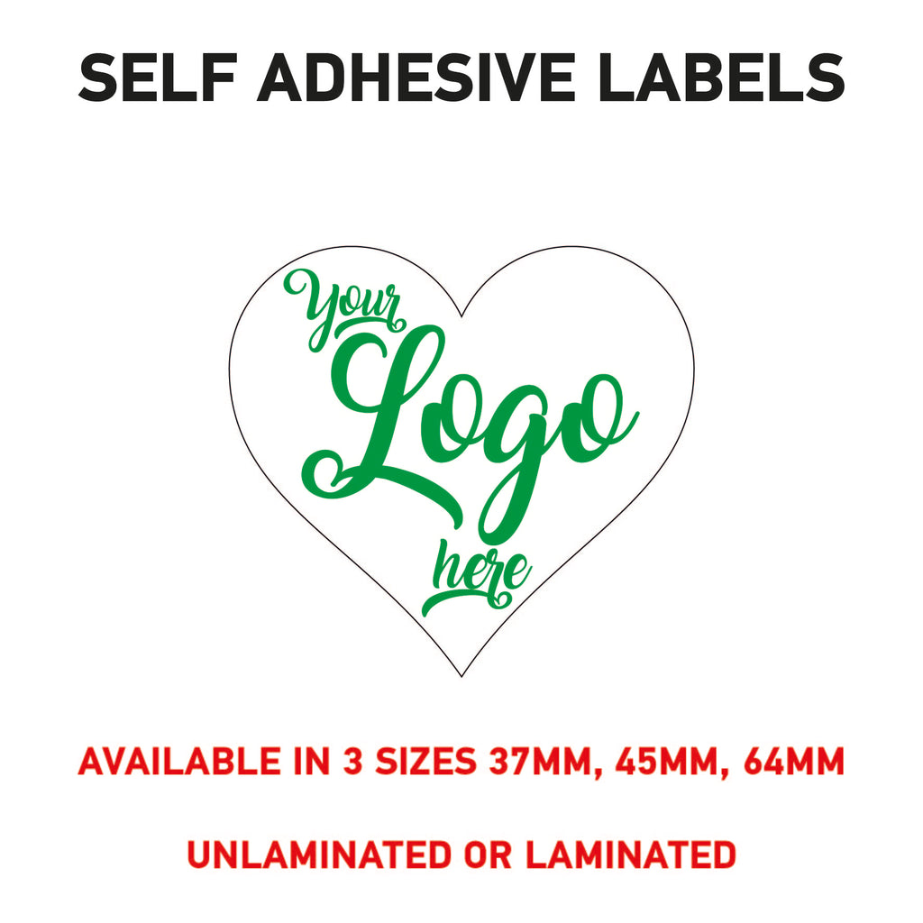 LOGO Printed Heart Stickers, Personalised Stickers - Company Name Labels Flower