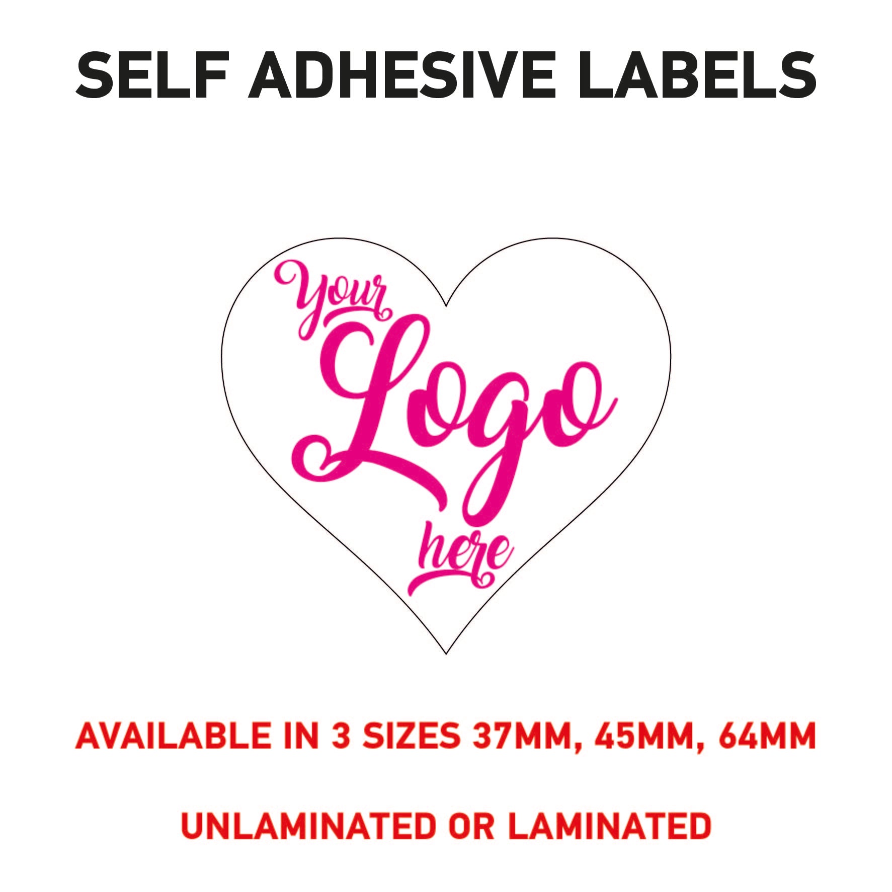 LOGO Printed Heart Stickers, Personalised Stickers - Company Name Labels Flower