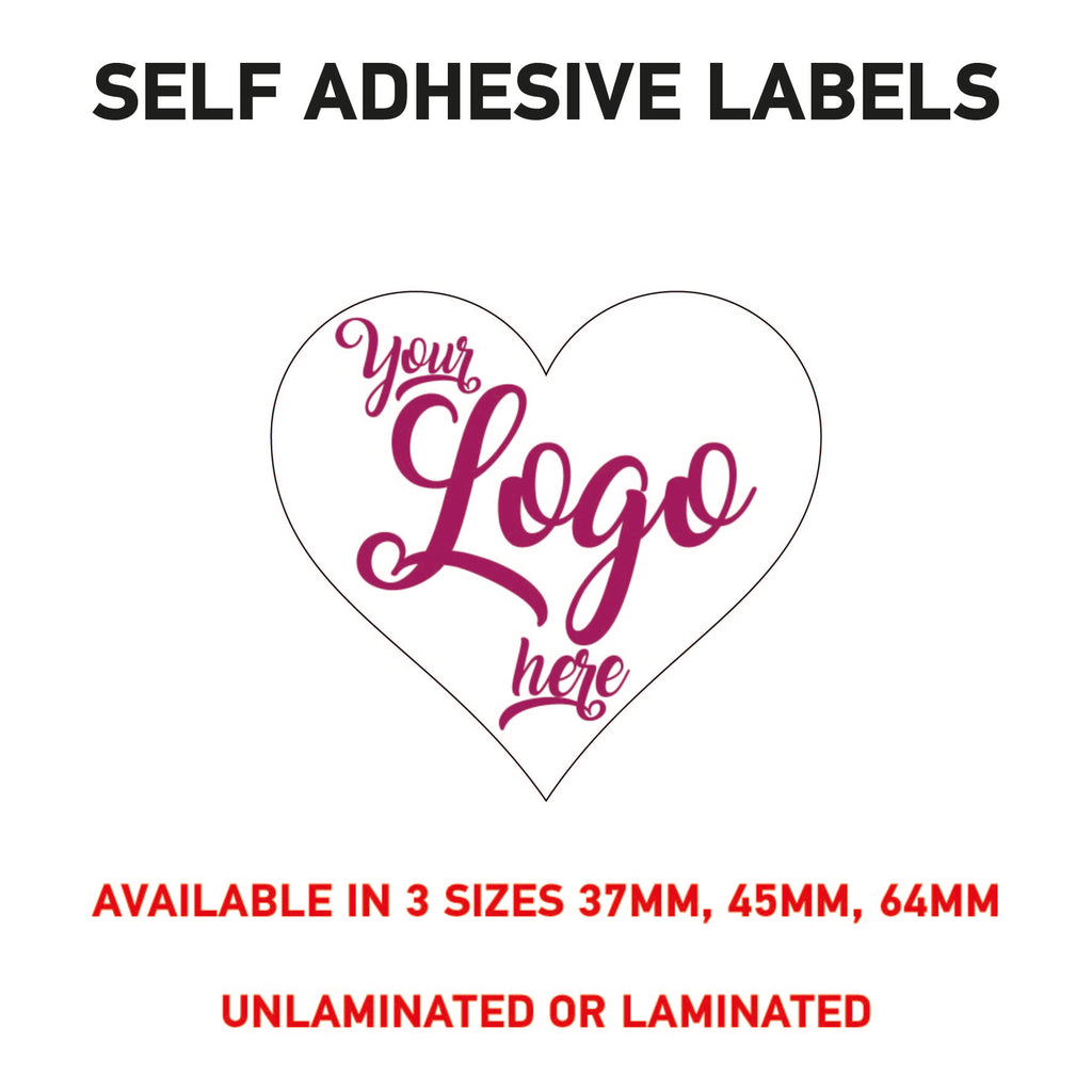 LOGO Printed Heart Stickers, Personalised Stickers - Company Name Labels Flower