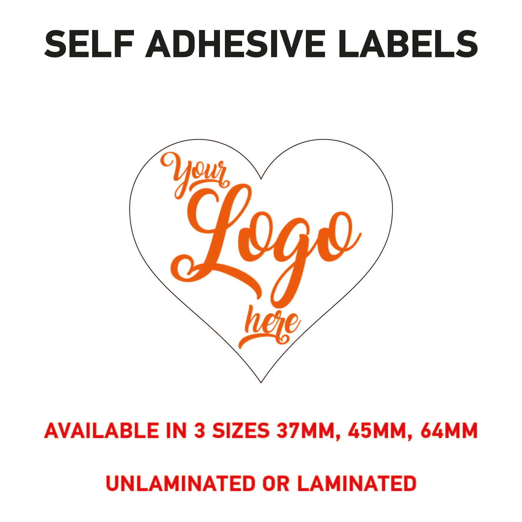 LOGO Printed Heart Stickers, Personalised Stickers - Company Name Labels Flower