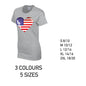 LT01 American Heart Ladies Cotton T-Shirt 5 sizes 3 Colours Available Latex printed