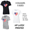 LT01 American Heart Ladies Cotton T-Shirt 5 sizes 3 Colours Available Latex printed