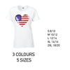 LT01 American Heart Ladies Cotton T-Shirt 5 sizes 3 Colours Available Latex printed