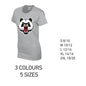 LT02 Angry Panda Ladies Cotton T-Shirt 5 sizes 3 Colours Available Latex printed