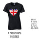 LT04 British Heart Ladies Cotton T-Shirt 5 sizes 3 Colours Available Latex printed