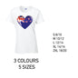 LT11 Newzeland Heart Ladies Cotton T-Shirt 5 sizes 3 Colours Available Latex printed