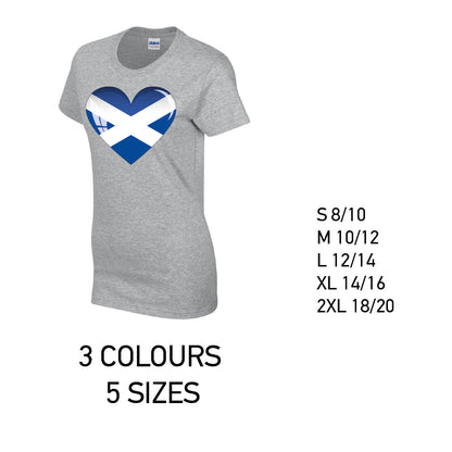 LT13 Scotland Heart Ladies Cotton T-Shirt 5 sizes 3 Colours Available Latex printed