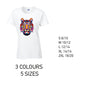 LT19 Tiger Animal Ladies Cotton T-Shirt 5 sizes 3 Colours Available Latex printed