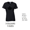 LT22 Black Heart Ladies Cotton T-Shirt 5 sizes 3 Colours Available Latex printed