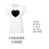 LT22 Black Heart Ladies Cotton T-Shirt 5 sizes 3 Colours Available Latex printed