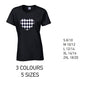 LT24 Black Harley Quinn Heart Ladies Cotton T-Shirt 5 sizes 3 Colours Available Latex printed
