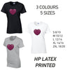 LT25 Pink Chequered Heart Ladies Cotton T-Shirt 5 sizes 3 Colours Available Latex printed