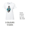 LT31 Blue Skater Girl Ladies Cotton T-Shirt 5 sizes 3 Colours Available Latex printed
