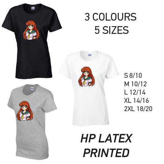 LT34 Anime Manga Ladies Cotton T-Shirt 5 sizes 3 Colours Available Latex printed