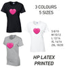 LT36 Pink Heart Ladies Cotton T-Shirt 5 sizes 3 Colours Available Latex printed