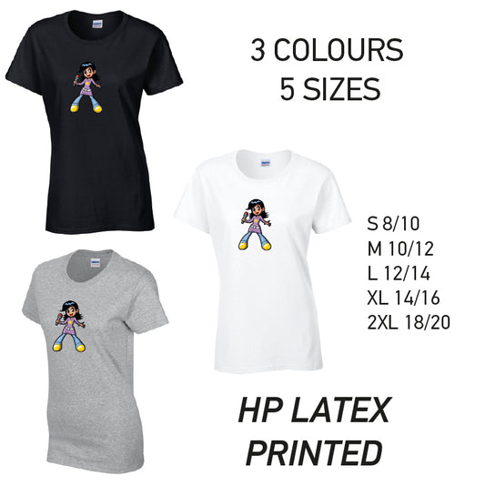 LT38 Singer Ladies Cotton T-Shirt 5 sizes 3 Colours Available Latex printed
