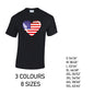MT01 America Heart Mens Cotton T-shirts 8 sizes 3 Colours Available Latex printed