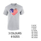 MT01 America Heart Mens Cotton T-shirts 8 sizes 3 Colours Available Latex printed