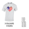 MT01 America Heart Mens Cotton T-shirts 8 sizes 3 Colours Available Latex printed