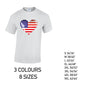 MT01 America Heart Mens Cotton T-shirts 8 sizes 3 Colours Available Latex printed