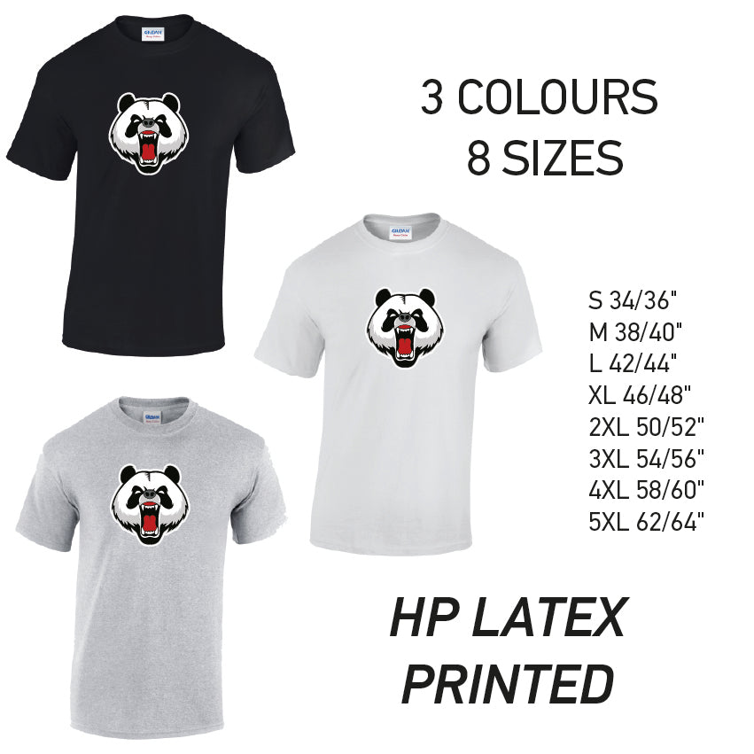 MT02 Angry Panda Heart Mens Cotton T-Shirt 8 sizes 3 Colours Available Latex printed