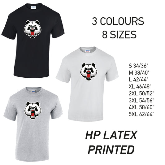 MT02 Angry Panda Heart Mens Cotton T-Shirt 8 sizes 3 Colours Available Latex printed
