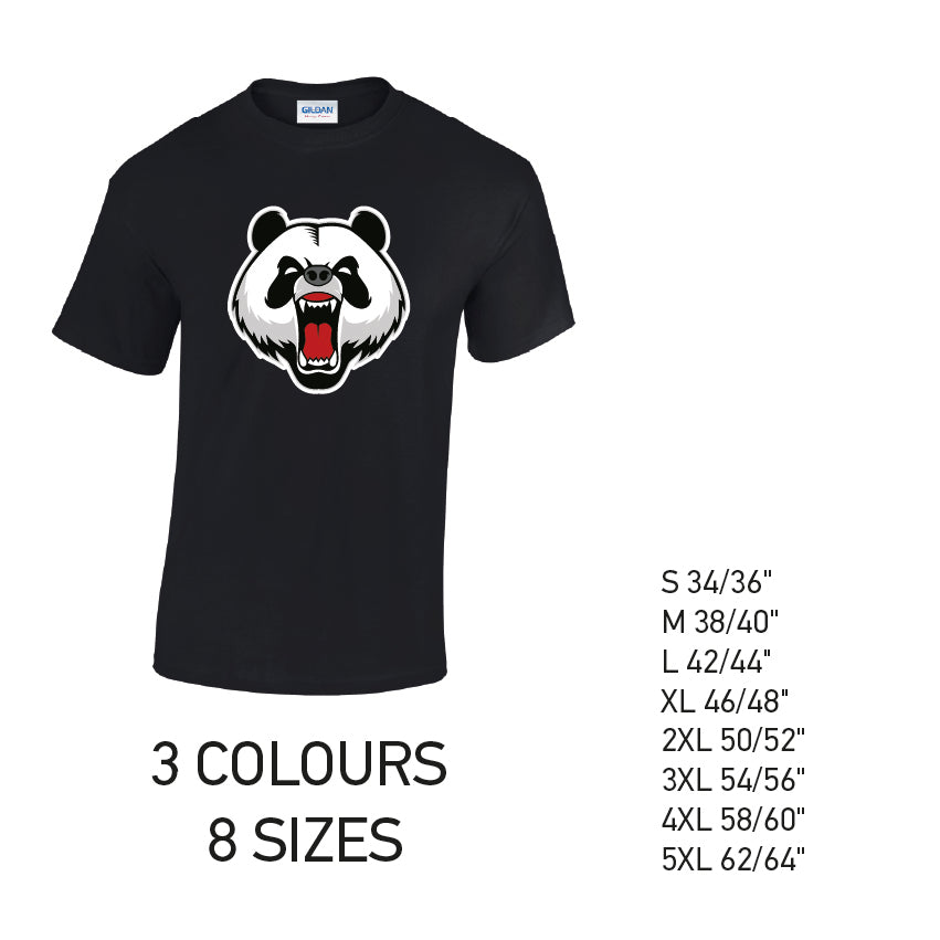 MT02 Angry Panda Heart Mens Cotton T-Shirt 8 sizes 3 Colours Available Latex printed