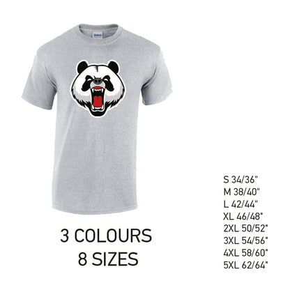 MT02 Angry Panda Heart Mens Cotton T-Shirt 8 sizes 3 Colours Available Latex printed