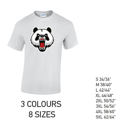 MT02 Angry Panda Heart Mens Cotton T-Shirt 8 sizes 3 Colours Available Latex printed