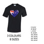 MT03 Austraila Heart Mens Cotton T-Shirt 8 sizes 3 Colours Available Latex printed