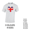 MT04 British Heart Mens Cotton T-Shirt 8 sizes 3 Colours Available Latex printed