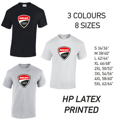 MT07 Ducati Corse Mens Cotton T-Shirt 8 sizes 3 Colours Available Latex printed