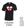 MT08 England Heart Mens Cotton T-Shirt 8 sizes 3 Colours Available Latex printed