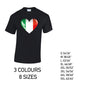 MT09 Italy Heart Mens Cotton T-Shirt 8 sizes 3 Colours Available Latex printed