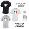 MT09 Italy Heart Mens Cotton T-Shirt 8 sizes 3 Colours Available Latex printed
