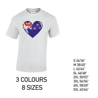 MT11 Newzeland Heart Mens Cotton T-Shirt 8 sizes 3 Colours Available Latex printed