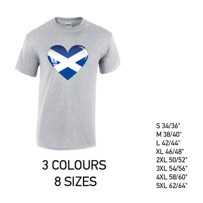 MT13 Scotland Heart Mens Cotton T-Shirt 8 sizes 3 Colours Available Latex printed