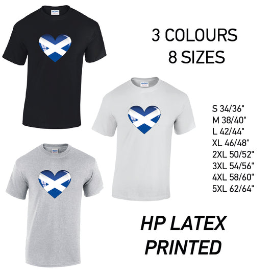 MT13 Scotland Heart Mens Cotton T-Shirt 8 sizes 3 Colours Available Latex printed