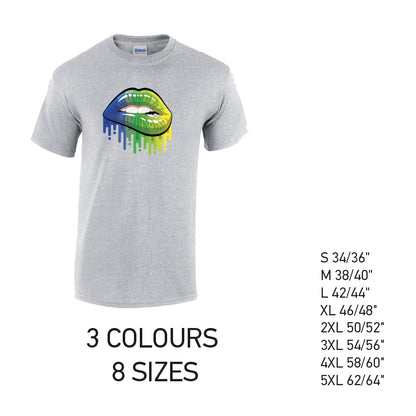 MT14 Blue and Green Lips Mens Cotton T-Shirt 8 sizes 3 Colours Available Latex printed
