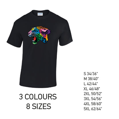MT17 Leopard Animal Mens Cotton T-Shirt 8 sizes 3 Colours Available Latex printed