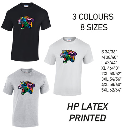 MT17 Leopard Animal Mens Cotton T-Shirt 8 sizes 3 Colours Available Latex printed