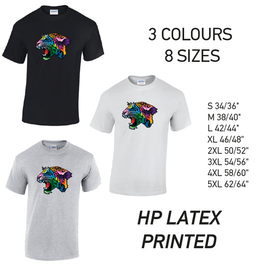 MT17 Leopard Animal Mens Cotton T-Shirt 8 sizes 3 Colours Available Latex printed