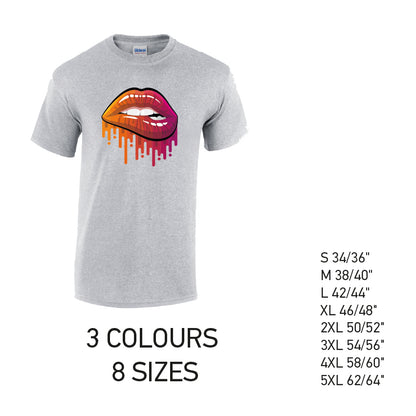 MT20 Orange and Pink Lips Mens Cotton T-Shirt 8 sizes 3 Colours Available Latex printed