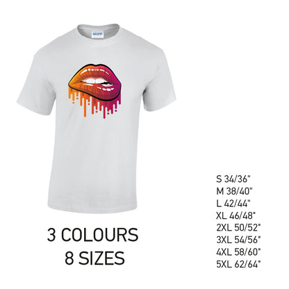 MT20 Orange and Pink Lips Mens Cotton T-Shirt 8 sizes 3 Colours Available Latex printed