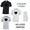 MT22 Black Heart Mens Cotton T-Shirt 8 sizes 3 Colours Available Latex printed