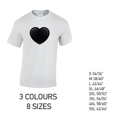 MT22 Black Heart Mens Cotton T-Shirt 8 sizes 3 Colours Available Latex printed