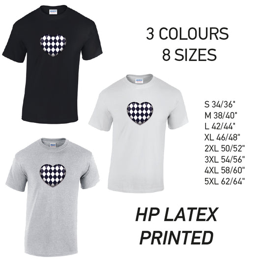 MT24 Black Harley Quinn Heart Mens Cotton T-Shirt 8 sizes 3 Colours Available Latex printed