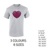 MT25 Pink Chequered Heart Mens Cotton T-Shirt 8 sizes 3 Colours Available Latex printed
